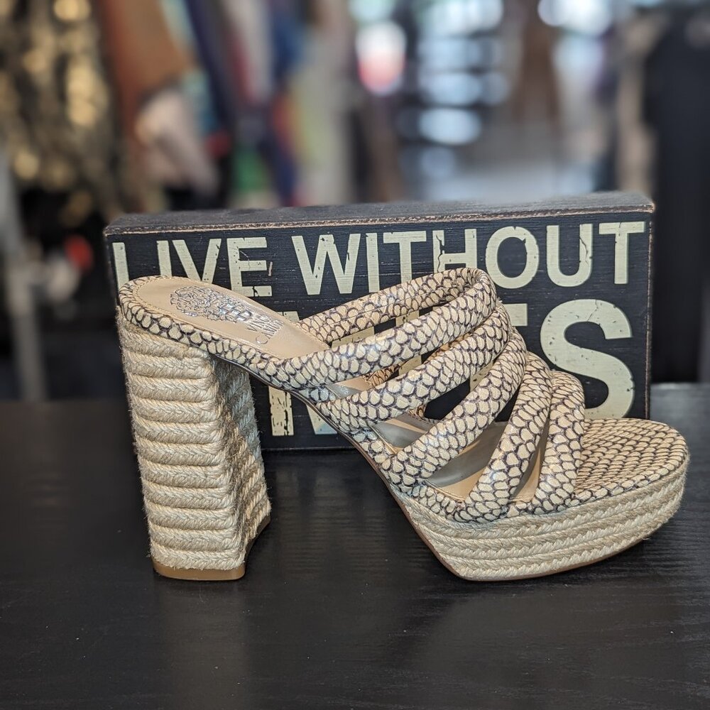 Vine Camuto Patrest Raffia Platform Mule Sandal